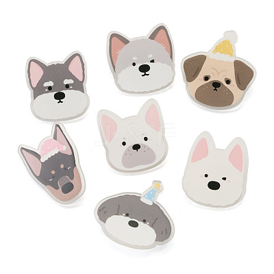 7Pcs 7 Colors Cartoon Dog Acrylic Brooch JEWB-TA0001-37-1