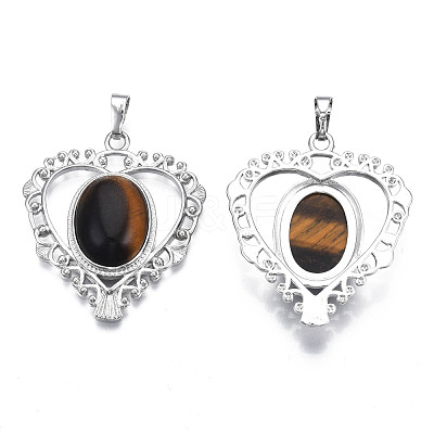 Natural Tiger Eye Pendants G-S274-12L-1