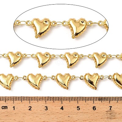 304 Stainless Steel Heart Link Chains CHS-G042-04G-1