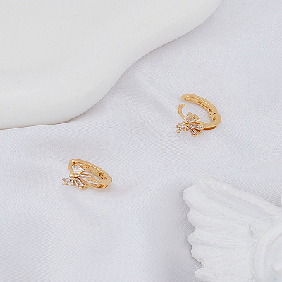 1 Pair Brass Crystal Rhinestone Hoop Earrings EJEW-LP0009-16G-1