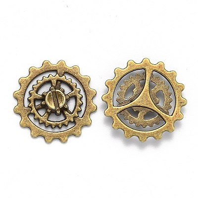 Metal Alloy Steampunk Gear Charms Connectors Cog Pendants TIBEP-X0021-01AB-FF-1