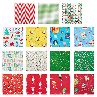 15Pcs 2 Bags 2 Styles Christmas Cotton Fabric DIY-TA0014-62-1