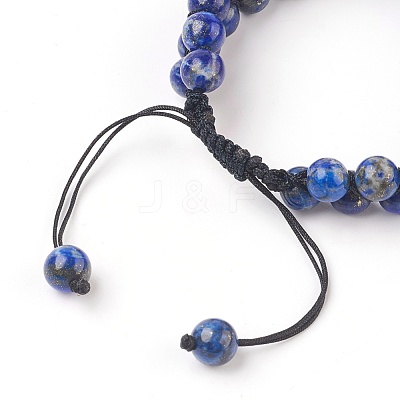 Chakra Natural Lapis Lazuli Braided Bead Bracelets BJEW-O164-A11-1