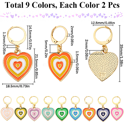Alloy Enamel Heart Pendant Decorations HJEW-SC00048-1