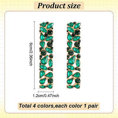 4 Pairs 4 Colors Alloy Rhinestone Stud Earrings for Women EJEW-AN0004-35-1