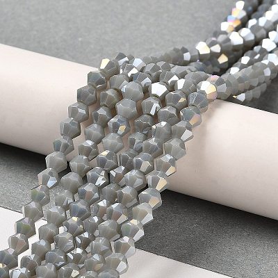 Opaque Solid Color Electroplate Glass Beads Strands EGLA-A039-P4mm-B14-1