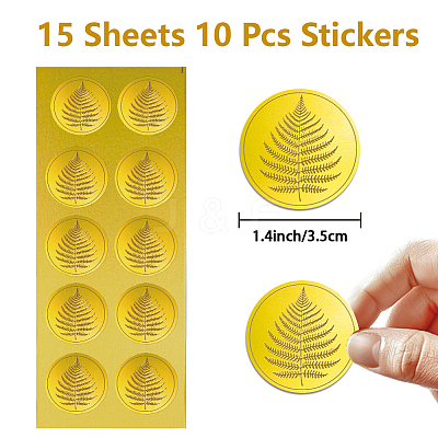 15 Sheets Gold Foil Paper Picture Stickers STIC-WH0025-007-1