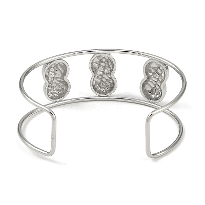 Non-Tarnish 304 Stainless Steel Wide Textured Open Cuff Bangles BJEW-Q348-05P-08-1