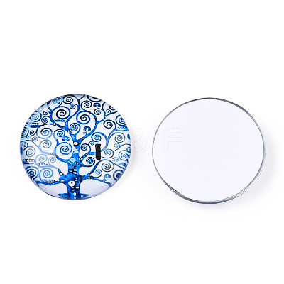 Half Round/Dome Tree Pattern Glass Flatback Cabochons for DIY Projects LS-GGLA-Q037-25mm-M28-11-1