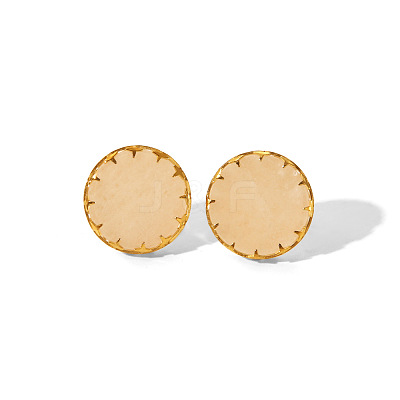 Flat Round Natural Rose Quartz Cuff Ring & Stud Earrings Sets MO9107-1-1