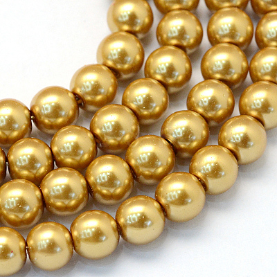 Baking Paint Pearlized Glass Pearl Round Bead Strands HY-Q330-8mm-08-1