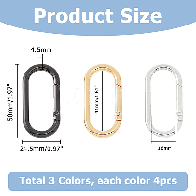 12Pcs 3 Colors Zinc Alloy Spring Gate Rings FIND-HS0001-39-1