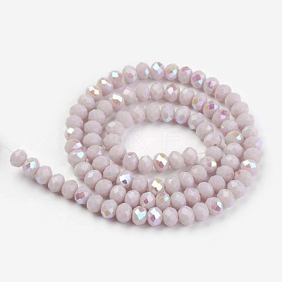 Electroplate Opaque Solid Color Glass Beads Strands EGLA-A034-P6mm-L08-1