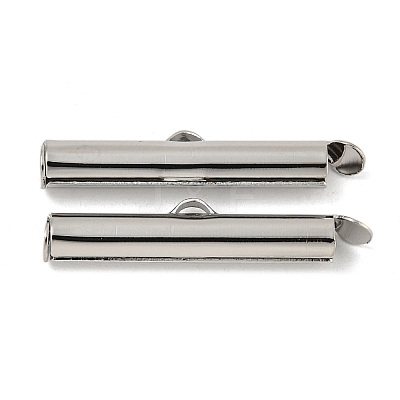 Brass Slide On End Clasp Tubes KK-N254-119P-04-1