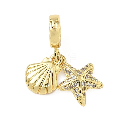 Brass Micro Pave Clear Cubic Zirconia Fold Over Clasps KK-H076-18G-1