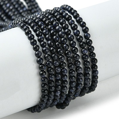 Synthetic Blue Goldstone Beads Strands G-N0200-01D-3mm-1
