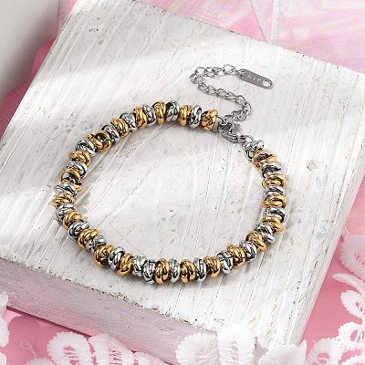 304 Stainless Steel Ring Link Chain Bracelets for Women BJEW-Z084-01GP-1