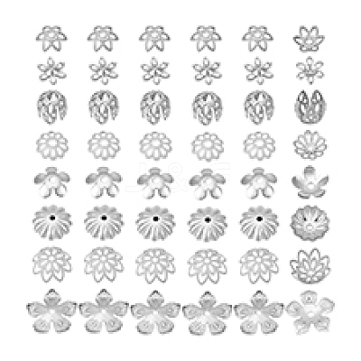 64Pcs 8 Style Brass Multi-Petal Bead Caps KK-PH0012-84-1