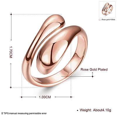 Real Rose Gold Plated Adjustable Brass Finger Rings for Women RJEW-BB07574-B-1
