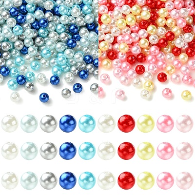 500Pcs 5 Colors Spray Painted ABS Plastic Imitation Pearl Beads OACR-YW0004-49A-1