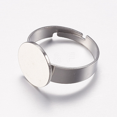 Tarnish Resistant Adjustable 304 Stainless Steel Finger Rings Components STAS-F149-20P-1