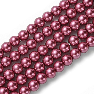 Eco-Friendly Dyed Glass Pearl Beads Strands HY-A008-6mm-RB027-1