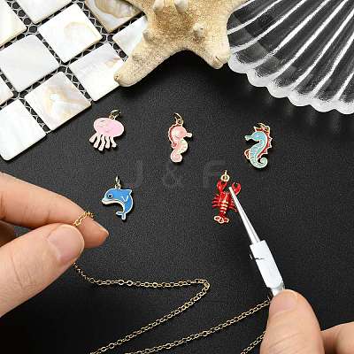 5Pcs 5 Styles Brass Enamel Pendants KK-CJ0004-27-1