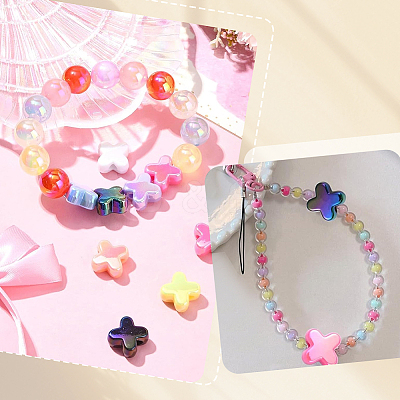 60Pcs UV Plated Acrylic Beads SACR-SP0001-18-1