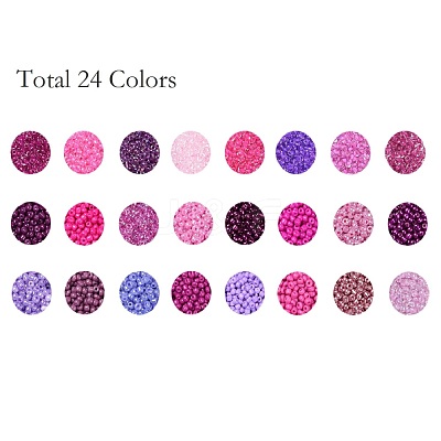 Purple Series 600G 24 Colors Glass Seed Beads SEED-JP0008-06-3mm-1