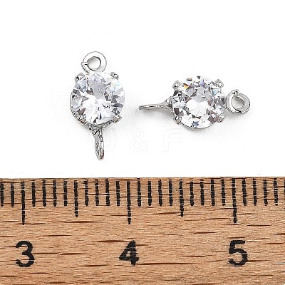 SHEGRACE Brass Pave Cubic Zirconia Flat Round Connector Charms XGRQ2O361-435A-P-1
