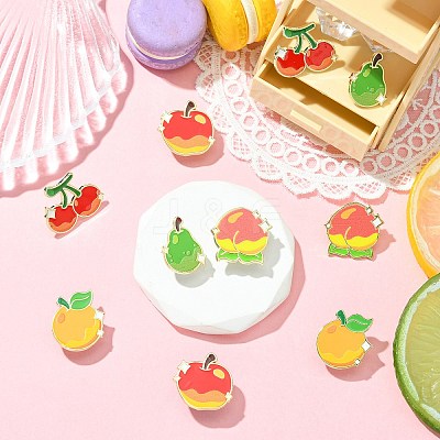 10Pcs 5 Styles Fruit Enamel Pin JEWB-CJ0003-20-1