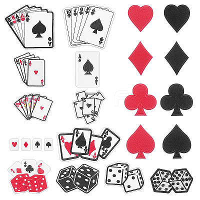 23Pcs Playing Card Theme Cloth Embroidery Applqiues PATC-WR0001-33-1