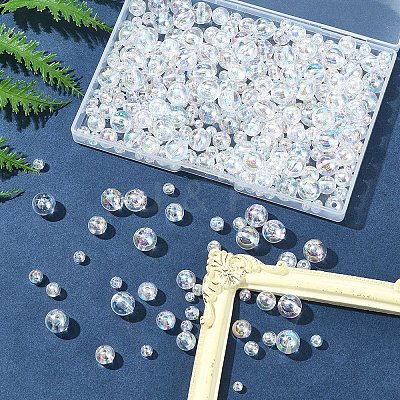 350Pcs 5 Styles Transparent Acrylic Beads MACR-FS0001-91-1