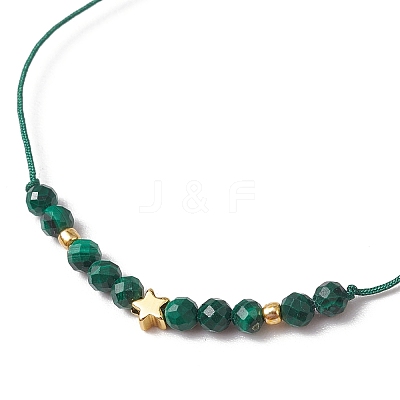 Natural Round Malachite Beads Braided Bead Bracelets for Women BJEW-JB11655-11-1