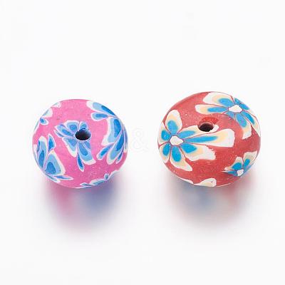 Handmade Polymer Clay Flat Round Beads CLAY-Q217-07-1