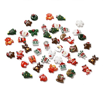 Christmas Cartoon Opaque Resin Cabochons RESI-K019-50-1