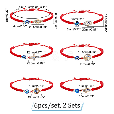 2 Sets Resin Evil Eye Braided Bead Bracelets Set BJEW-PH0004-19-1