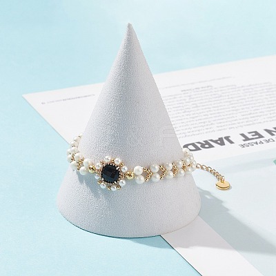 Glass & Shell Pearl Bead Bracele BJEW-TA00180-03-1
