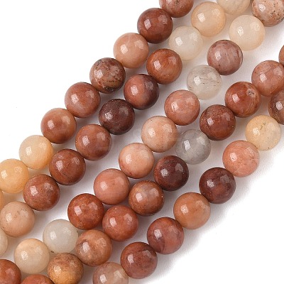 Natural Pink Aventurine Beads Strands X-G-P257-05-6mm-1