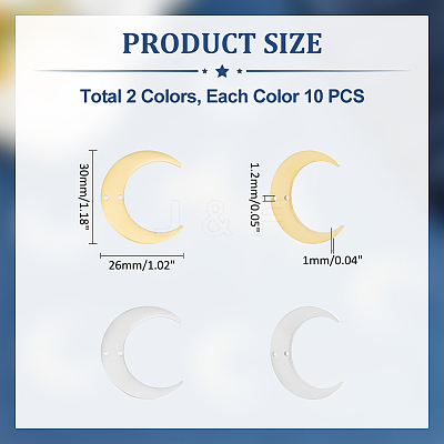 20Pcs 2 Colors 201 Stainless Steel 2-Loop Connector Charms STAS-UN0055-20-1