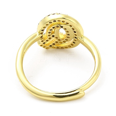 Mixed Color Enamel Initial Letter Adjustable Ring with Clear Cubic Zirconia RJEW-P045-01G-Q-1
