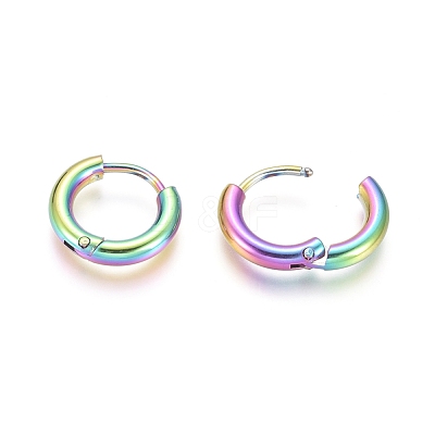 Ion Plating(IP) 304 Stainless Steel Huggie Hoop Earrings EJEW-F111B-13mm-Y-1