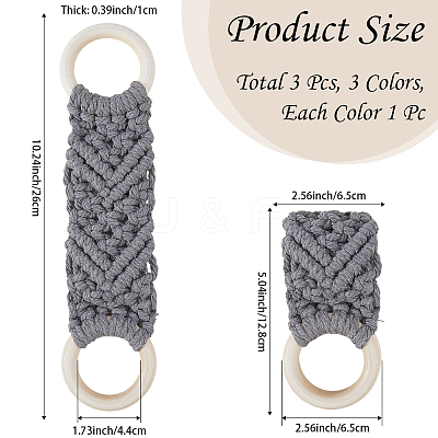3Pcs 3 Colors Handmade Macrame Cotton Hanging Towel Holder AJEW-CN0006-37-1