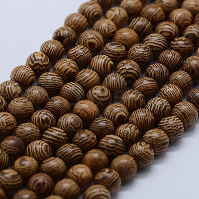 Natural Wenge Wood Beads Strands X-WOOD-F006-02-10mm-1