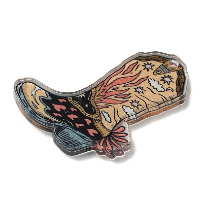Wsetern Cowboy Theme Printed Acrylic Pendants OACR-H043-01K-1