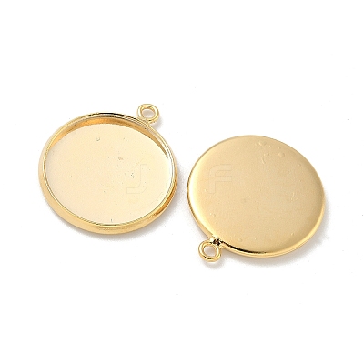Flat Round Brass Pendant Cabochon Settings KK-K414-14D-G-1