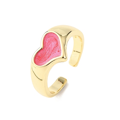 Brass Enamel Cuff Rings for Women RJEW-K264-04G-1