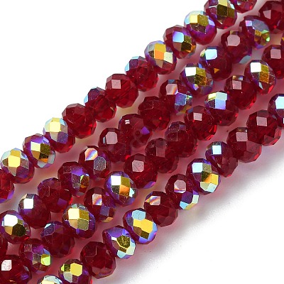 Electroplate Transparent Glass Beads Strands EGLA-A046-01A-09-1