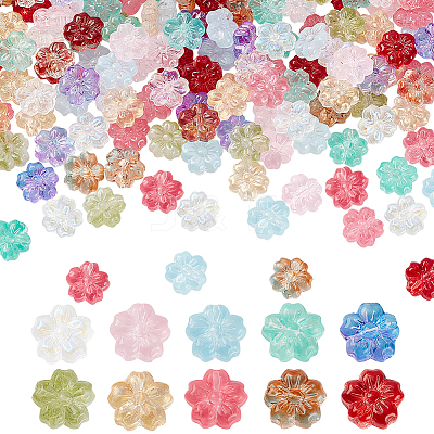 200Pcs 10 Colors Spray Painted Transparent Glass Beads GLAA-PH0003-41-1