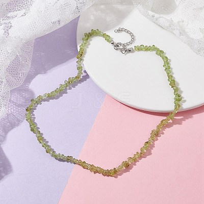 Natural Peridot Chip Beaded Necklace NJEW-JN04615-16-1